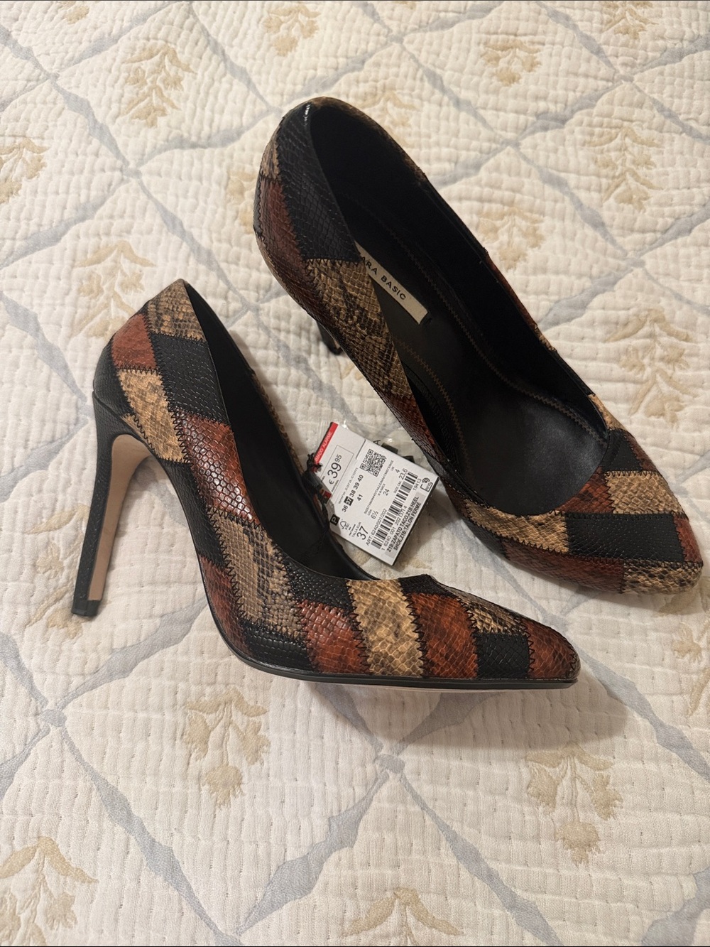 Zara Multi-Color Snakeskin Pointed-Toe Pumps